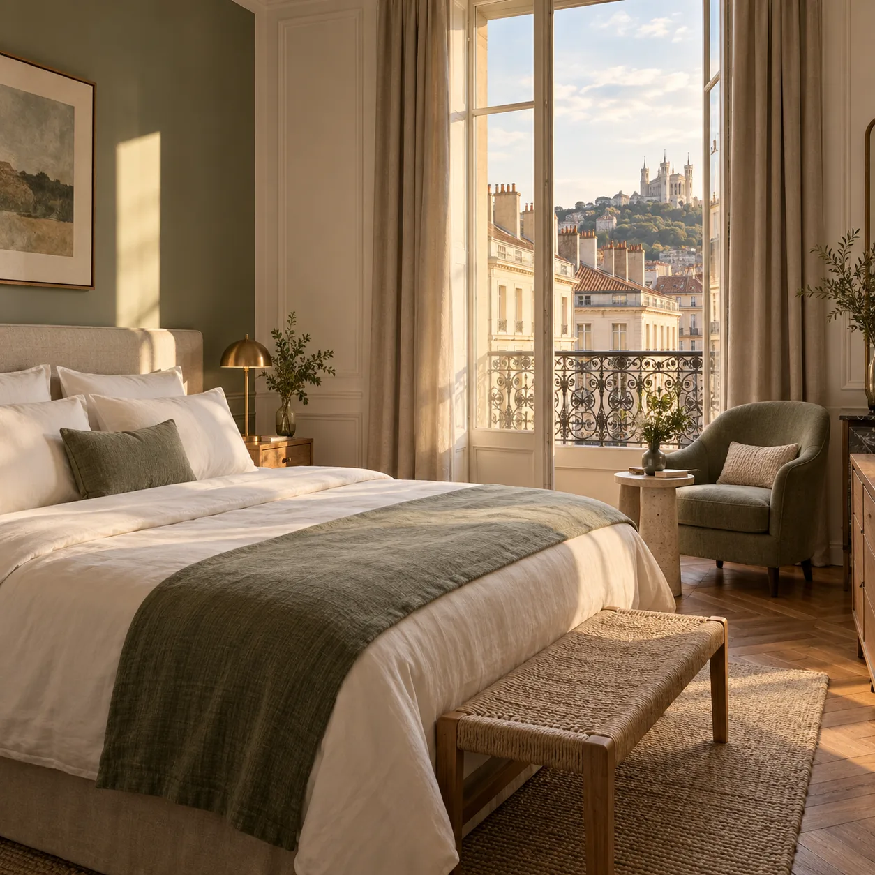 Quiet hotel room in natural light, stay example.